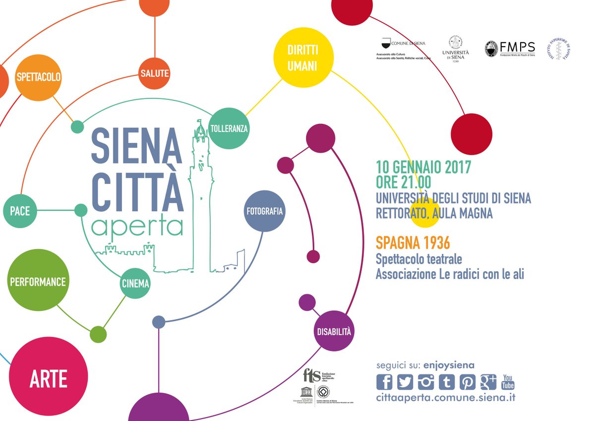 unisiena's tweet photo. 10/1. Festival "Siena Città Aperta": spettacolo teatrale "Spagna 1936". H. 21, Aula magna del Rettorato. 
https://t.co/bl3V59Ln0C https://t.co/uTw2Af9KGn