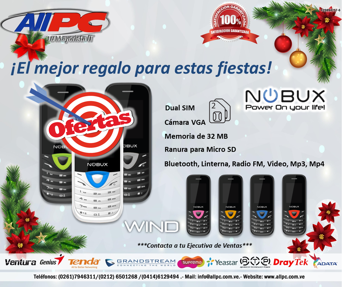 Allpc's tweet photo. ¿No sabes qué regalar en estas fiestas? Puedes elegir el Teléfono #Nobux que más te guste! Disponible en Varios Colores.
#Oferta https://t.co/OOlNZkb3i7
