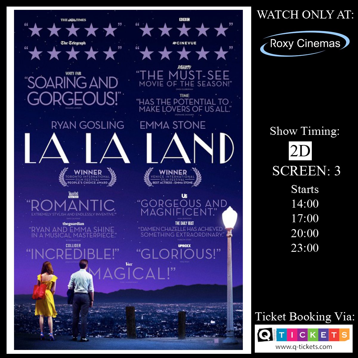 Roxy_Cinemas's tweet photo. RELEASING TOMORROW: La La Land. "A jazz pianist falls for an aspiring actress in Los Angeles."Watch Only At @Roxy_Cinemas in Qatar!

#Qatar https://t.co/sYkHCJk2Uv