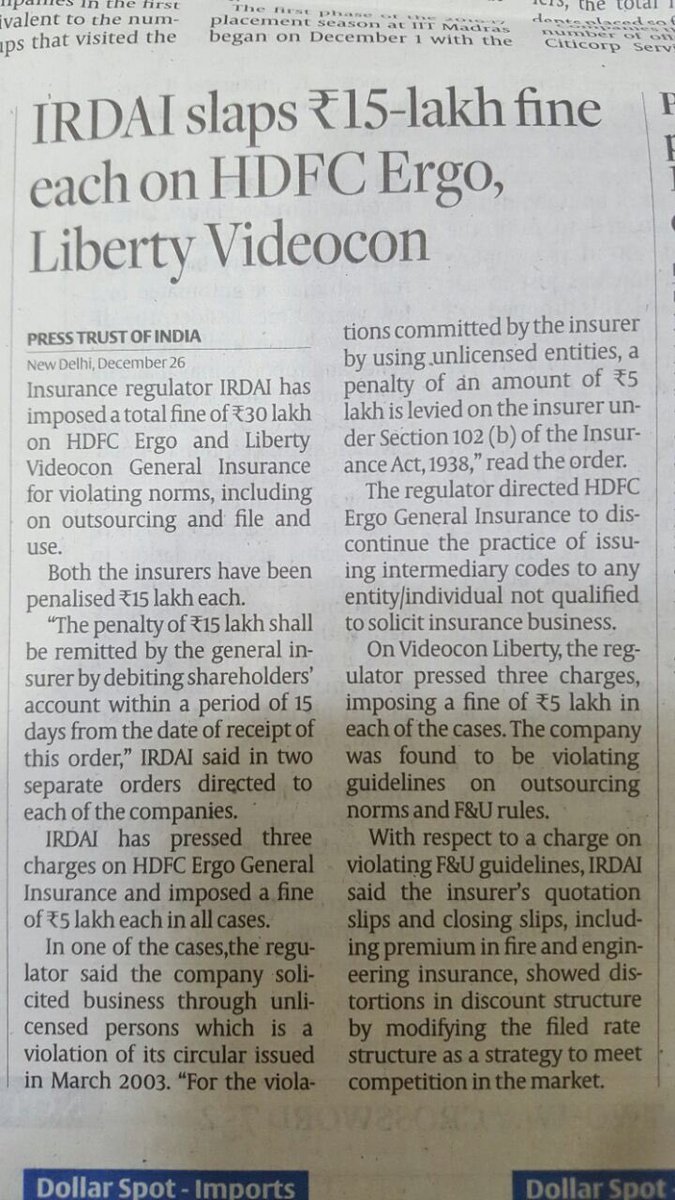 nirajain's tweet image. Insurance regulator IRDAI imposes fine on @LibertyVideocon &amp;amp; @HDFCERGOGIC #indiainsurance #njfootprints reports @PTI_News