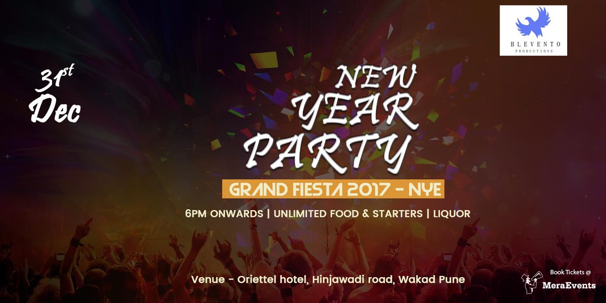 MeraEventsIndia's tweet image. Make this #NewYeareve unforgettable in Grand Fiesta 2017 with #NewYear Book Now ow.ly/2cm1307uHQ3 #MeraEvents #Pune
