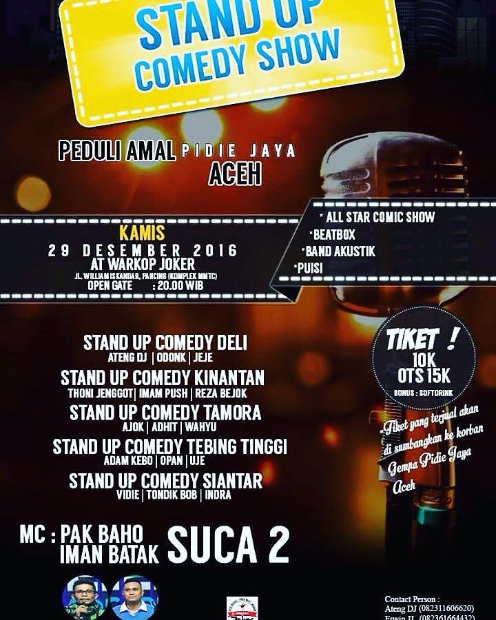 Standupcomed_MD's tweet photo. 1 Hari Lagi Stand Up Comedy AMAL Show.
#StandUpComedyPeduliPidie
#PesanTicketnya
CP: Gatot 081260199010 https://t.co/vLSzu9mAWm