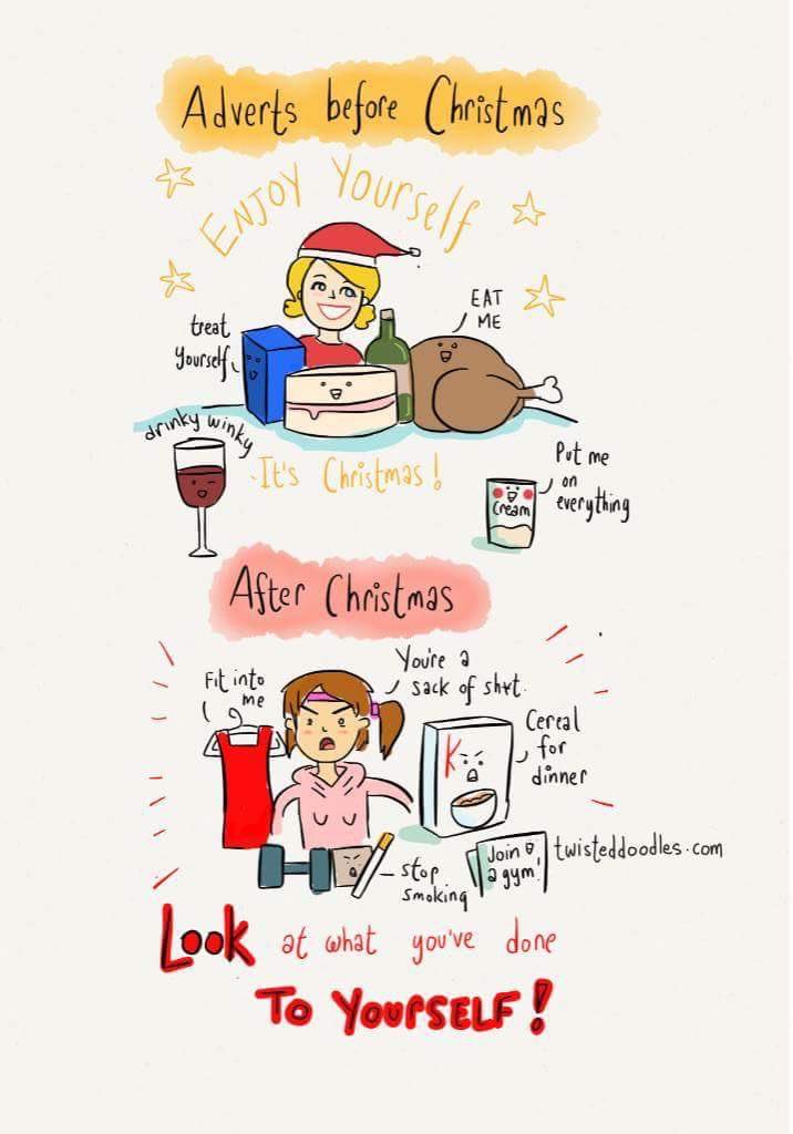 Adverts before and after Christmas.