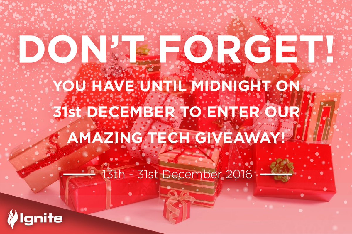 UKIgnite's tweet photo. DON'T FORGET!
Our massive #tech #giveaway is open until midnight on 31st December!
#competition #xmas2016 #christmas
https://t.co/xyTX4WTSC6 https://t.co/rZQmSUekyE