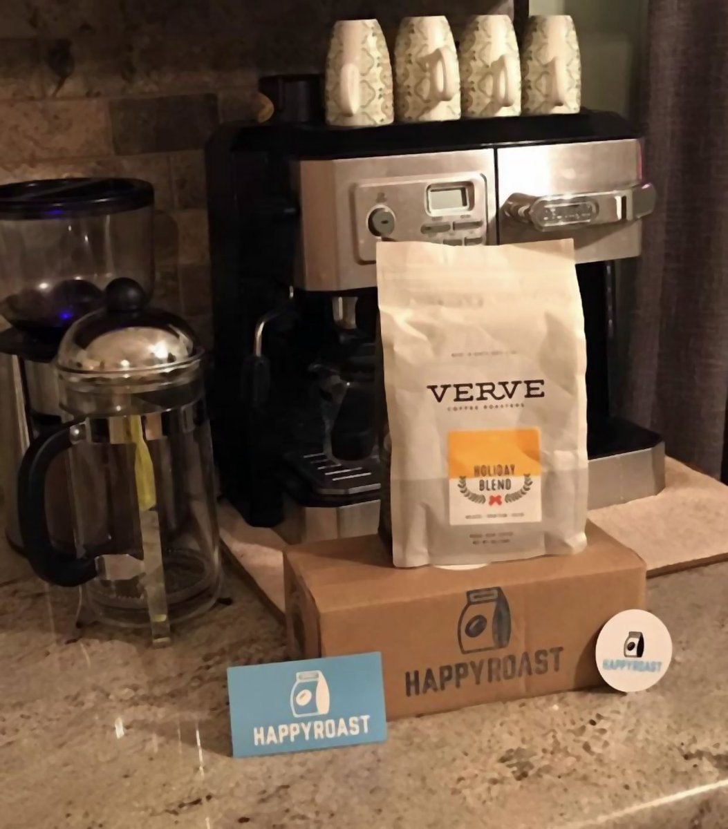 One of our first customers sent us this! Love it. #happyroast #grindbrewdrinkrepeat #nicekitchen #coffee