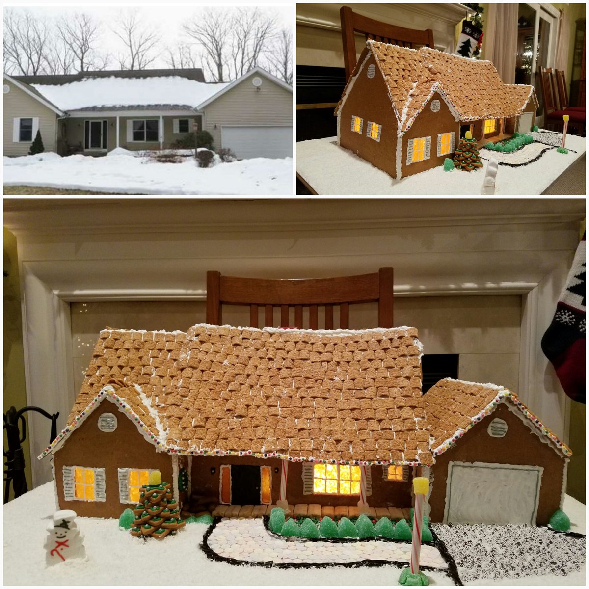 Trairai3773's tweet photo. #FNMfun gingerbread house modeled to look like our real home https://t.co/iRvpYfsE1G