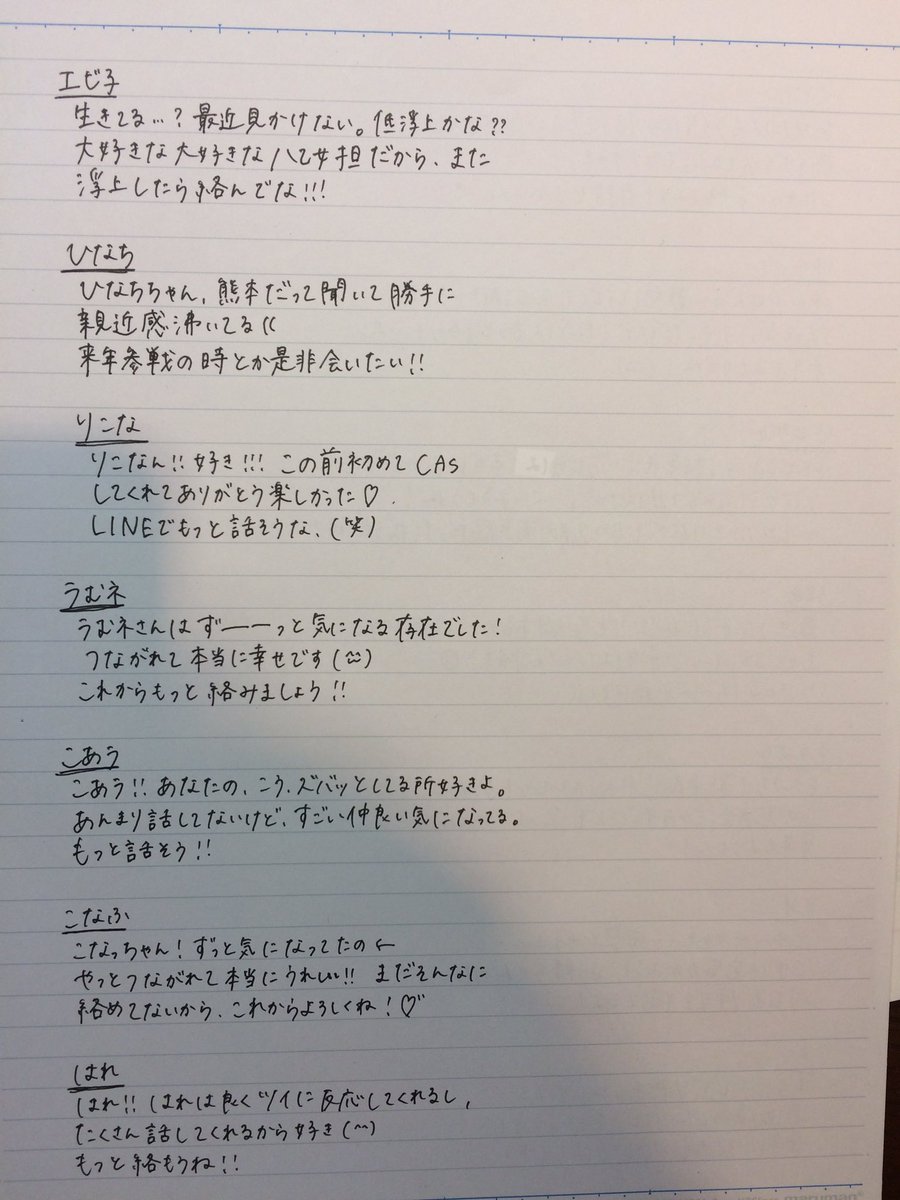 Rtした人に日頃の感謝を込めて手書きメッセージ