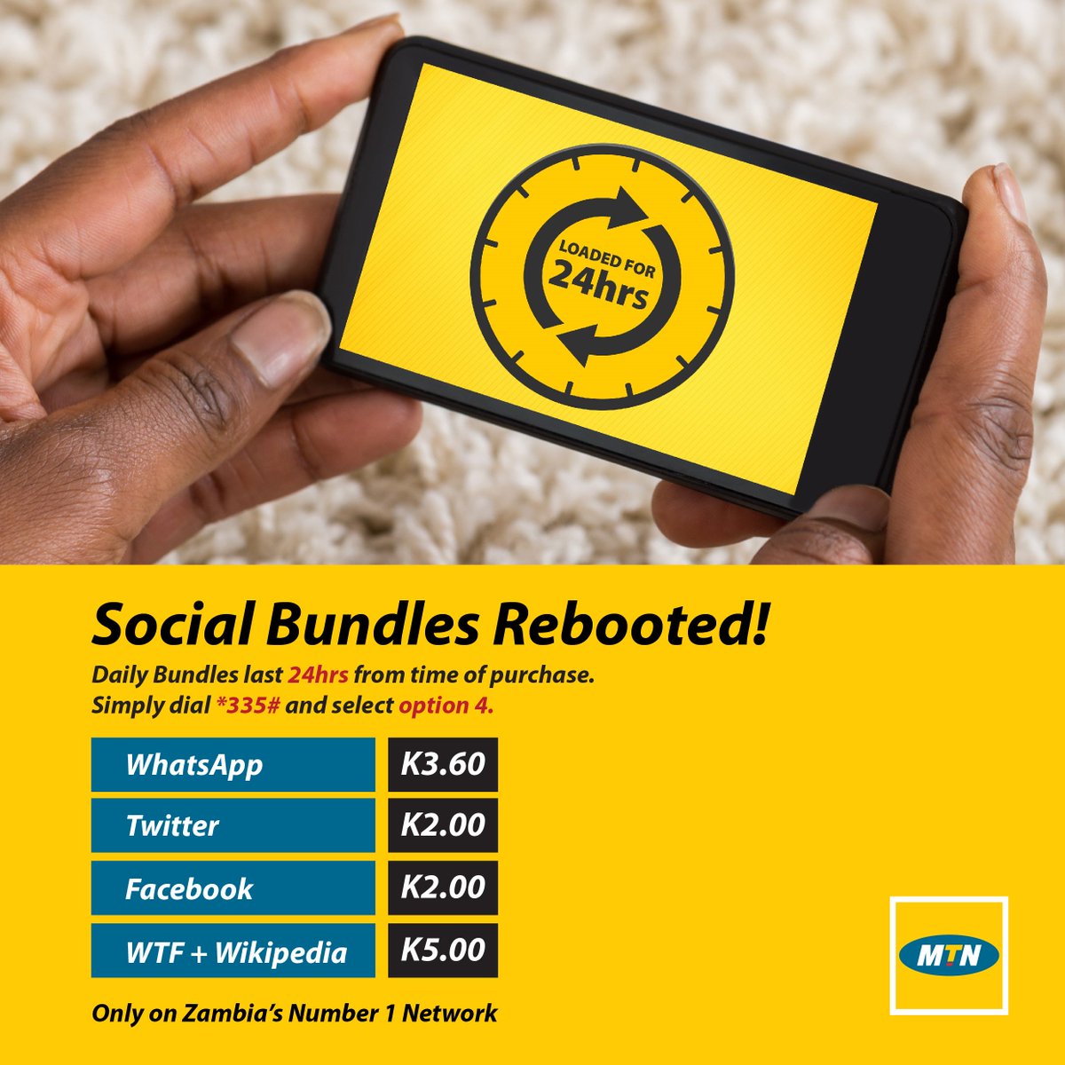 MTN_Zambia's tweet image. Your favourite social media bundles now no longer expire at midnight but now have 24hours validity from the time of purchase. #DataThatWorks