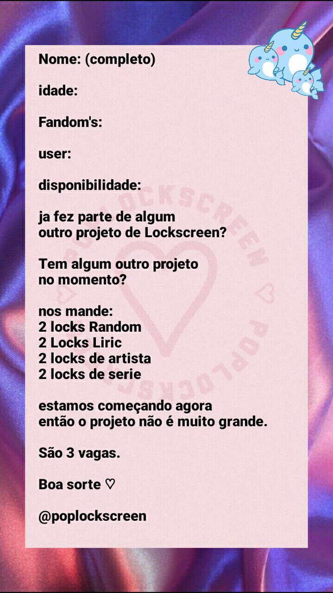poplockscreen's tweet image. VAGAS ABERTAS ♡ MANDEM A FIXA PRA @VagasPoplocks