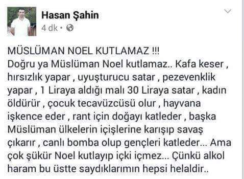 #MüslümanNoelKutlamaz ulan!!