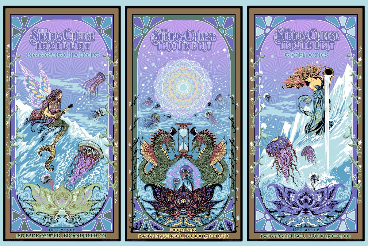 SCI_Official's tweet image. Sweet Cheesus! Have a looksie at the official triple panel poster for #SCINYE by artist Mike DuBois. Only avail at Merch inside the venue!