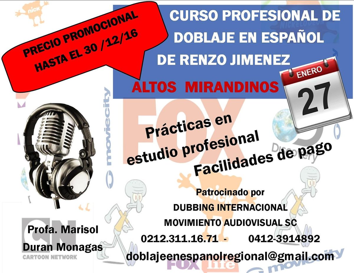 vidadeninos's tweet image. #ATENCION comparto información GENIAL para el inicio del 2017 #curso profesional de #doblajeenespanol,  INTERESANTE  TAMBIÉN NIÑOS. Escribe