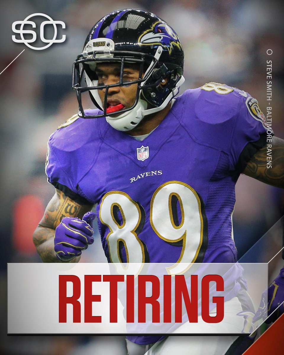 SportsCenter's tweet image. THIS JUST IN: Ravens WR Steve Smith announces he will retire after Sunday's game vs Bengals.
