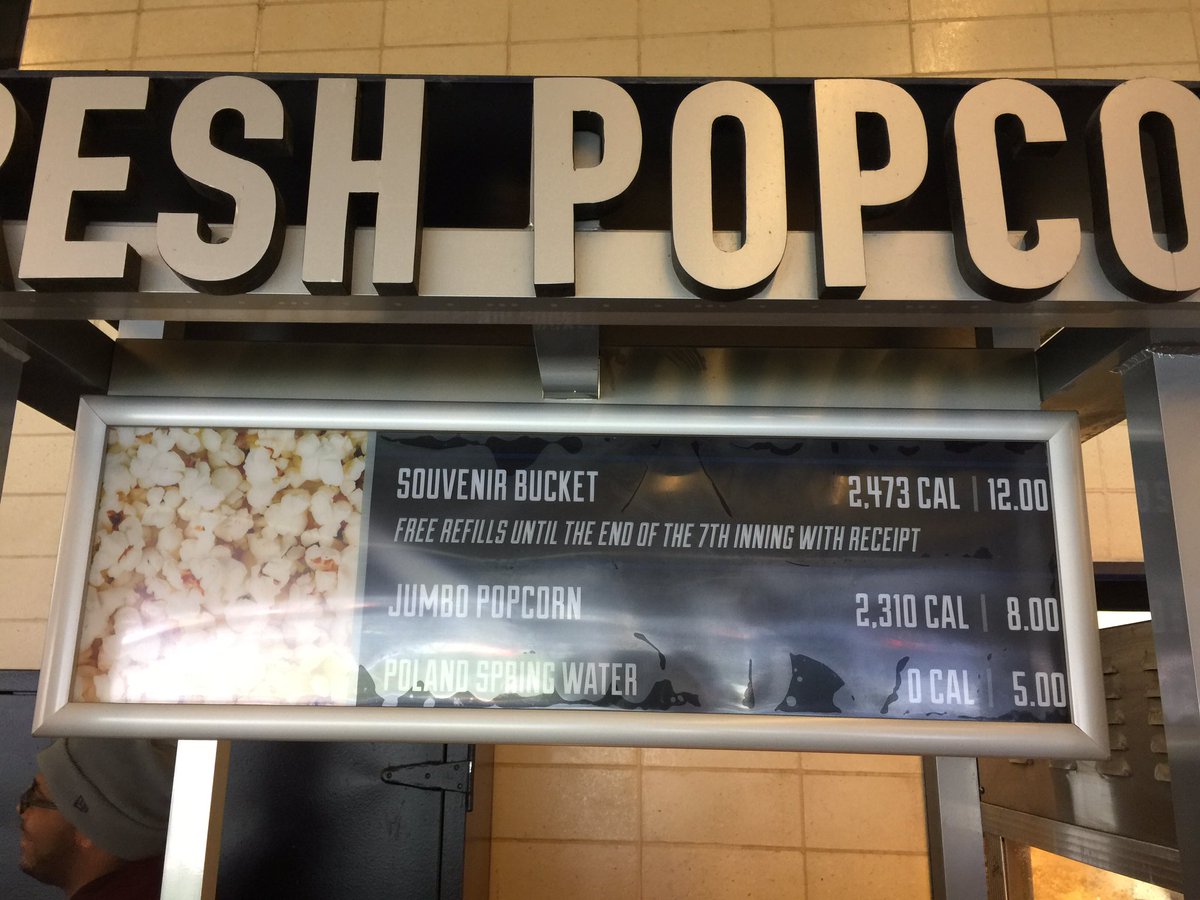 Passing on the Yankee Stadium popcorn after seeing the calories