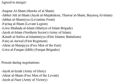 ryanmofarrell's tweet photo. Ten northern FSA and Islamist groups totaling 18k fighters agree to political/military merger over next 1-3 months https://t.co/MXgR9msrIp https://t.co/sh9ImNMKcX