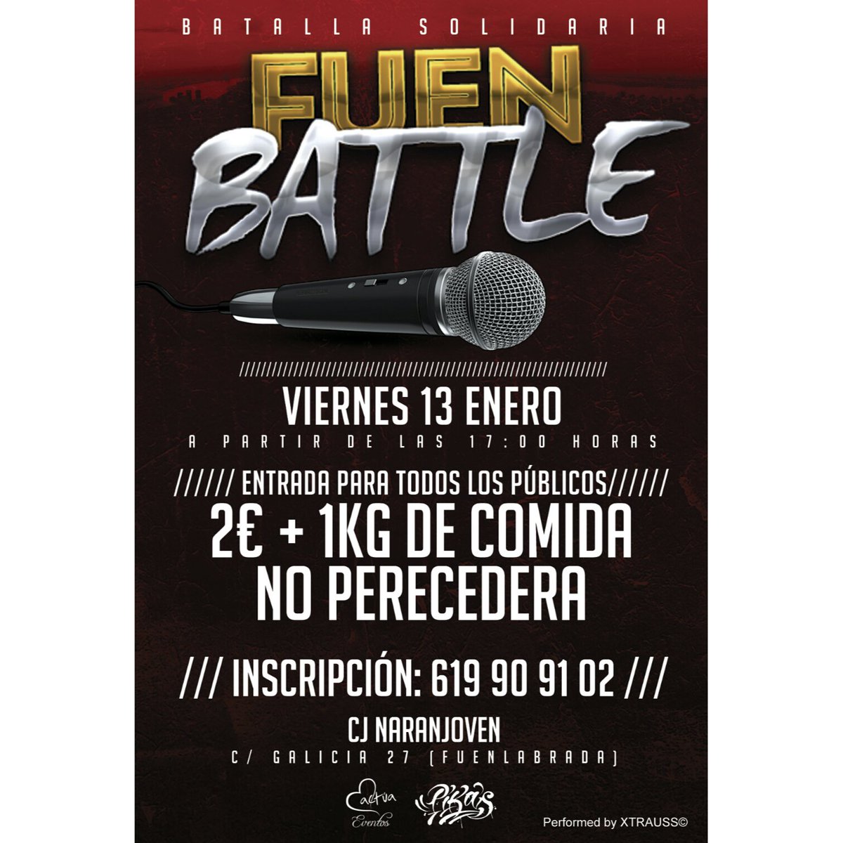 #evento #solidario #batallasdegallos #rap #hiphop #fuenbattle para inscripciones llamar al tlf que pone en el cartel. Actua