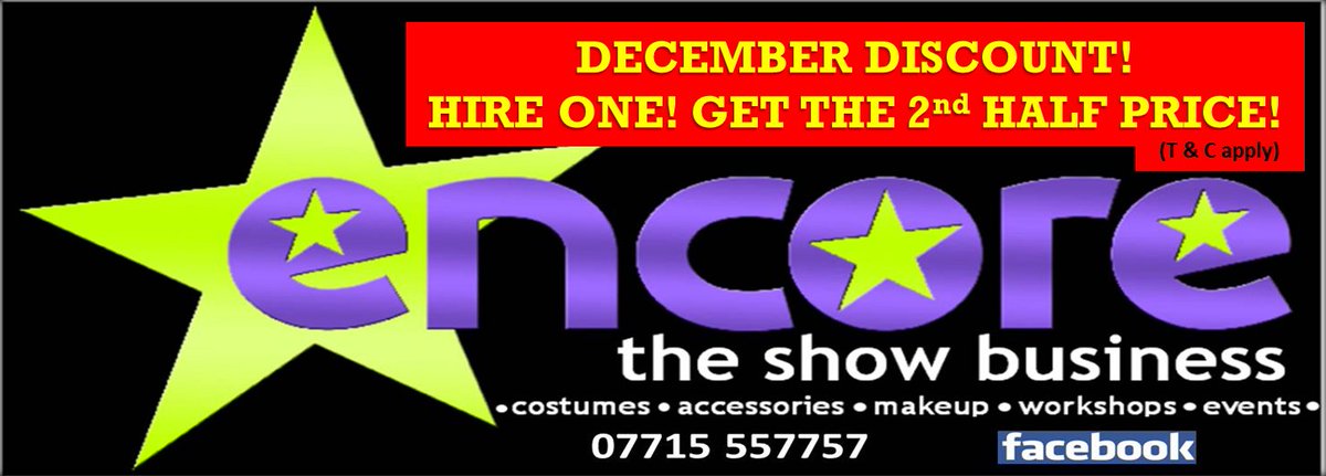 Hire one Costume from our December Discount range and Hire your second for Half Price :)