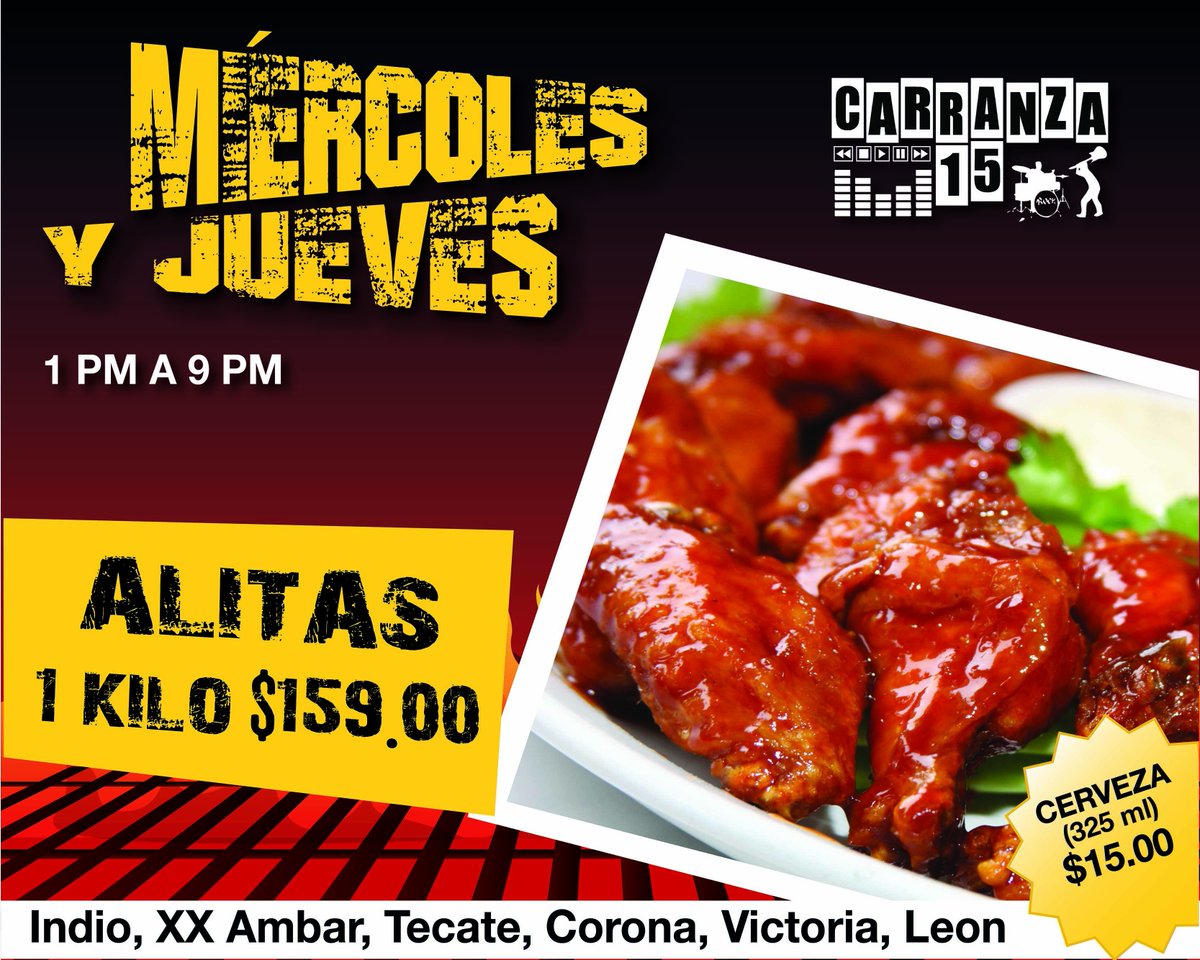 saloncapital's tweet photo. ¡En #Carranza15 te cumplimos tus antojos!. #Alitas #cerveza https://t.co/ck3IfT5kAz