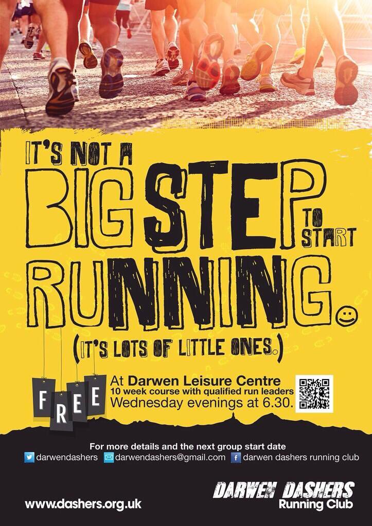 DARWEN DASHERS BEGINNERS COURSE starting Wednesday 4th January 2017, meeting at Darwen Leisure Centre at 18:30.<a href="/Morr1Brian/">Brian James Morris</a> @darwendashers