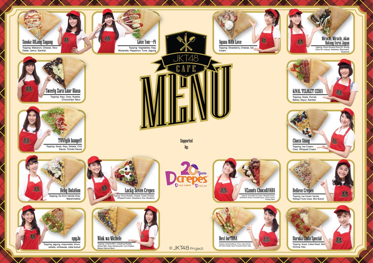 Member JKT48 belajar membuat Menu makanan "Crepe Cafe" di Foodcourt Plaza Senayan, hari senin (26/12) kemarin.