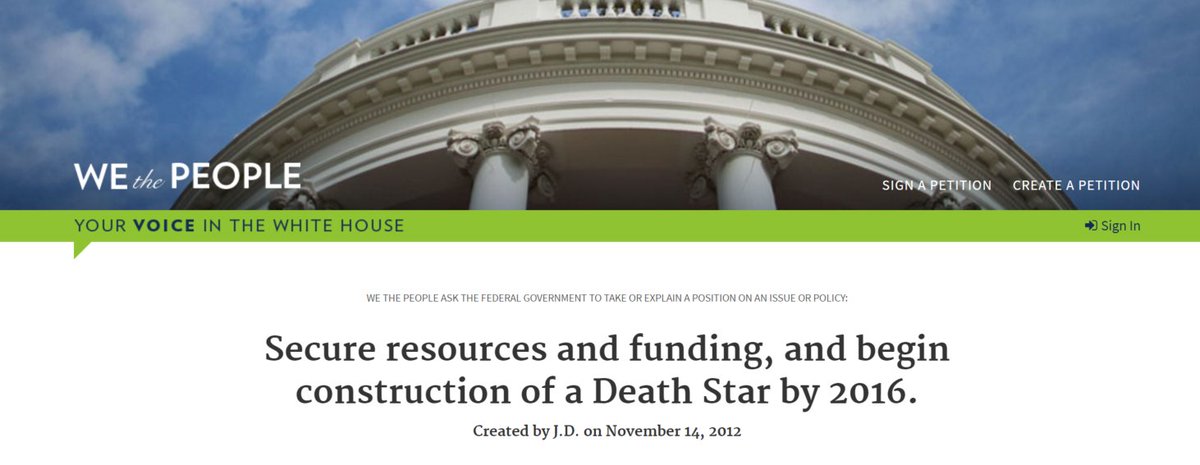 "The petition response heard around the galaxy." How a petition on a Death Star helped lift up real-life science: go.wh.gov/WTPinReview