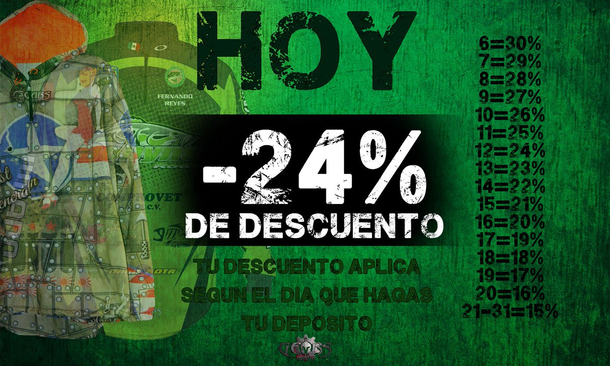 gears_playeras's tweet photo. El descuento de hoy es de -24% de descuento, aprovecha el día de hoy y haz tu deposito. https://t.co/tmPIE8pSAd