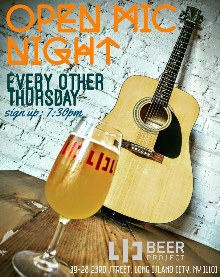 Open Mic Night is Back tonight at LIC Beer Project!! Sign up is at 7:30pm. Tap House opens at 4pm.
