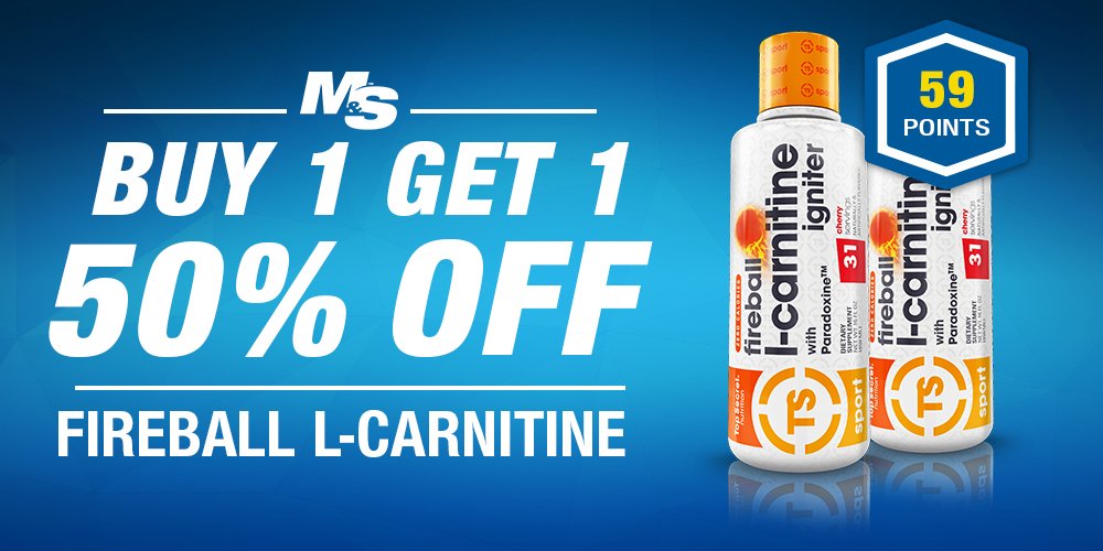 Get some help burning fat when you buy 1 <a href="/TopSecretNutri/">Top Secret Nutrition</a> Fireball L-Carnitine Igniter and get 1 50% off: muscle.ms/Fireball_