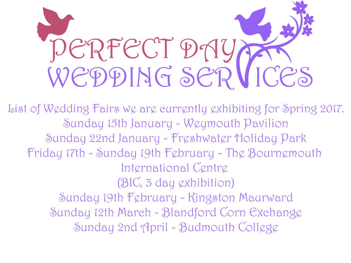 Perfectday20's tweet photo. Here are the Wedding Fair Date for Spring 2017. 
#WeddingFairs #Spring2017 #PerfectDay https://t.co/5WAHrmDsfr