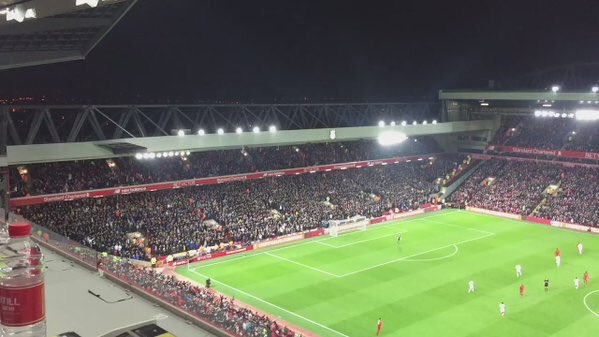 lufc_awaydays_'s tweet photo. Leeds fans at Anfield #lufcawaydays https://t.co/hYMWWgGQHo