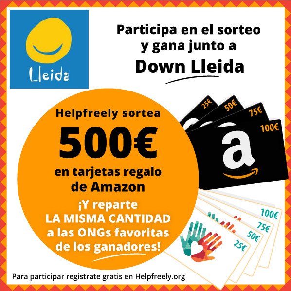 DownLleida's tweet photo. Helpfreely sortea 500€ en tarjetas regalo Amazon. Si ganas, recibimos lo mismo en donativos. Participa https://t.co/CY7lzt1gCC #WinAndHelp https://t.co/SXHZiWHe0A