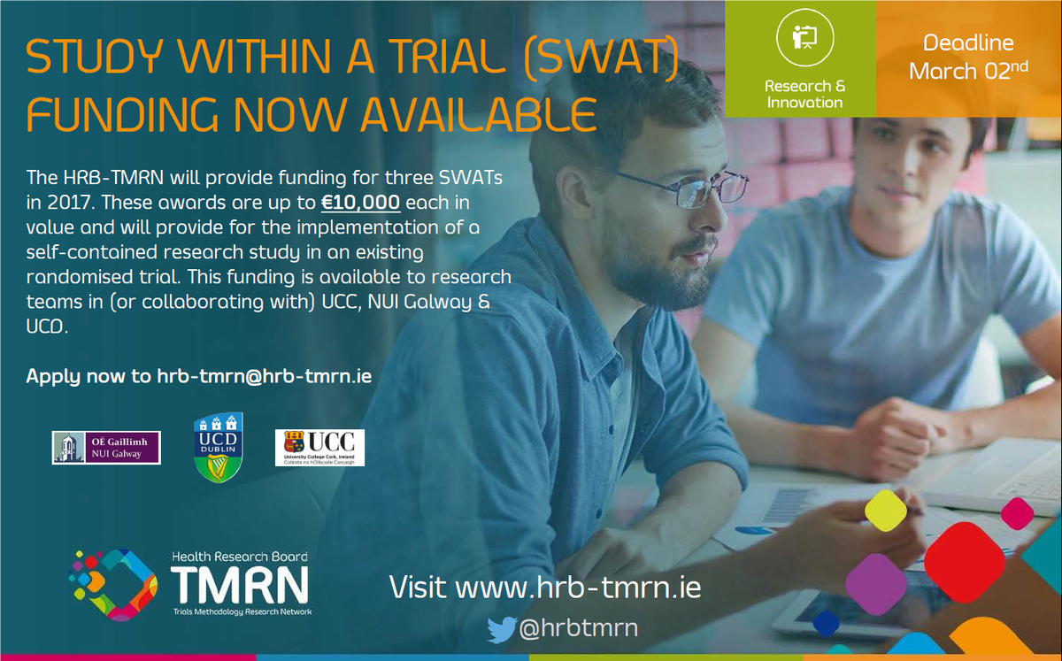 hrbtmrn's tweet photo. Interesting in #randomised #trialmethodology? Funding just announced - 3 x €10,000 awards #studywithinatrial @hrbireland https://t.co/YeCNA57oqa