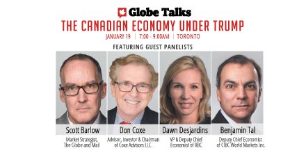 globebusiness's tweet photo. Don’t miss this all-star panel with @decloet @SBarlow_ROB #DonCoxe #DawnDesjardins #BenjaminTal. For tickets, visit https://t.co/5xrKnuJ7bZ https://t.co/d6sGf5KwlU