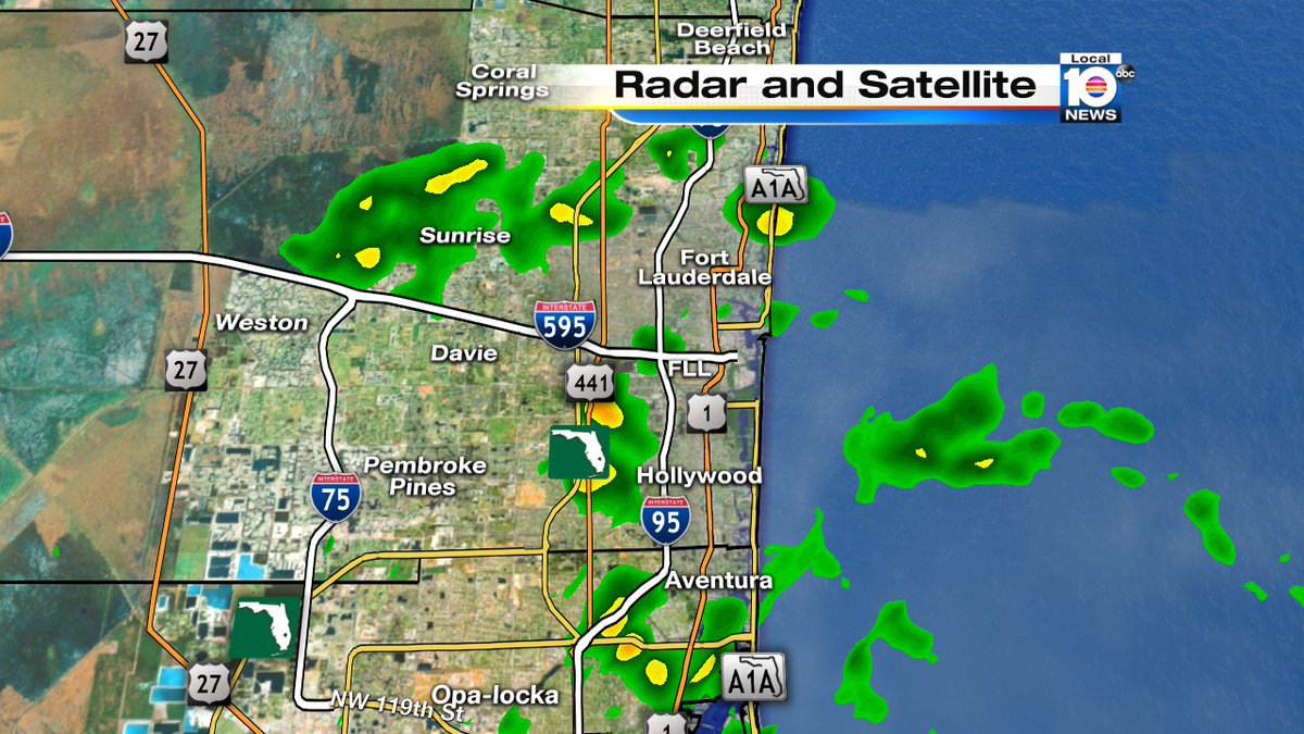 Some showers are moving into parts of SFLO off the onshore breeze. Watch Meteorologist Julie Durda for more. https://t.co/D2dhxKyTes