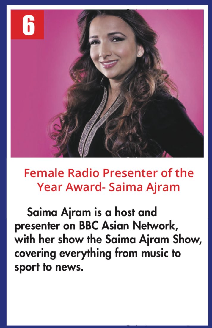 TheAsianToday's tweet image. Congratulations @SaimaAjram you have been awarded 'The Asian Today Radio Presenter of the Year Award' Well done #ATAA16