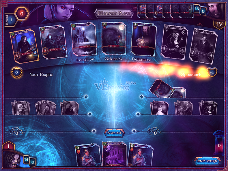 WLueger's tweet photo. "Curse-Cards" in #VEmpire harms your opponent! #indiedev #gamedev #iosdev #html5 #tcg #vampire #habsburg #cardgame #boardgames #pcgaming https://t.co/jpcOL19BXn
