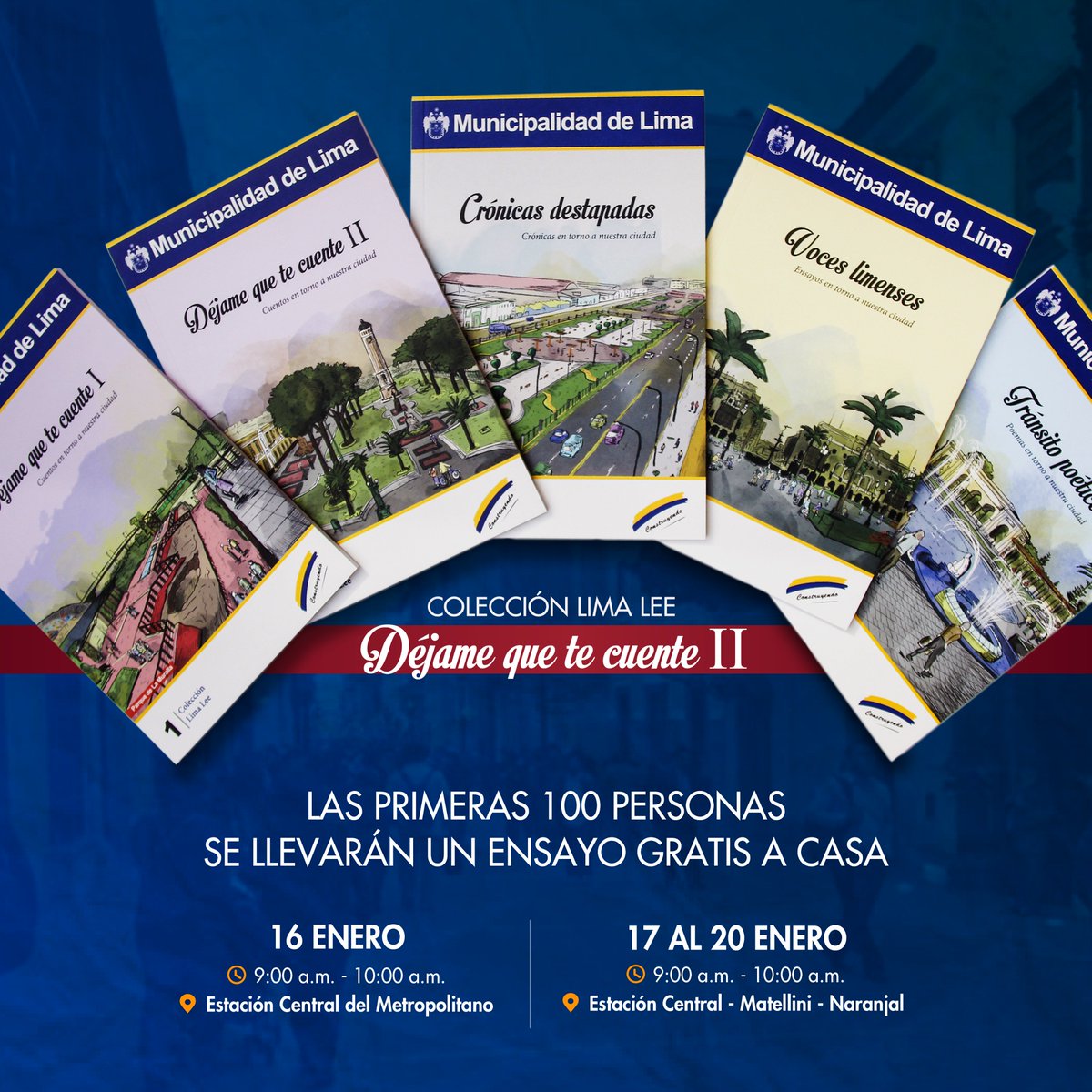 #YoQuieroQueTodosSepanQue este lunes 16 desde las 9:00 estaremos obsequiando ensayos de #LimaLee en la Estación Central de @MetropolitanoPT