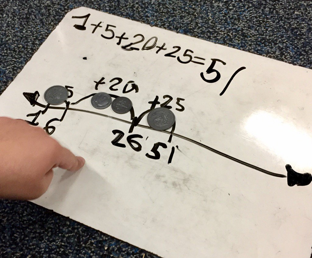 GDuncanSTEM's tweet photo. S voice while using coins on open number line:  "Ohhh, I get it now!" #weareWCSD https://t.co/59vDyiEc9I