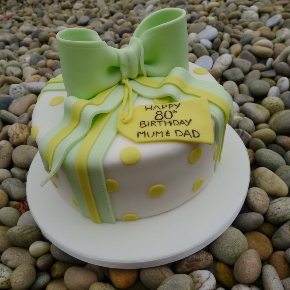 A joint 80th Birthday cake - lemon sponge with lemon curd &amp; buttercream
