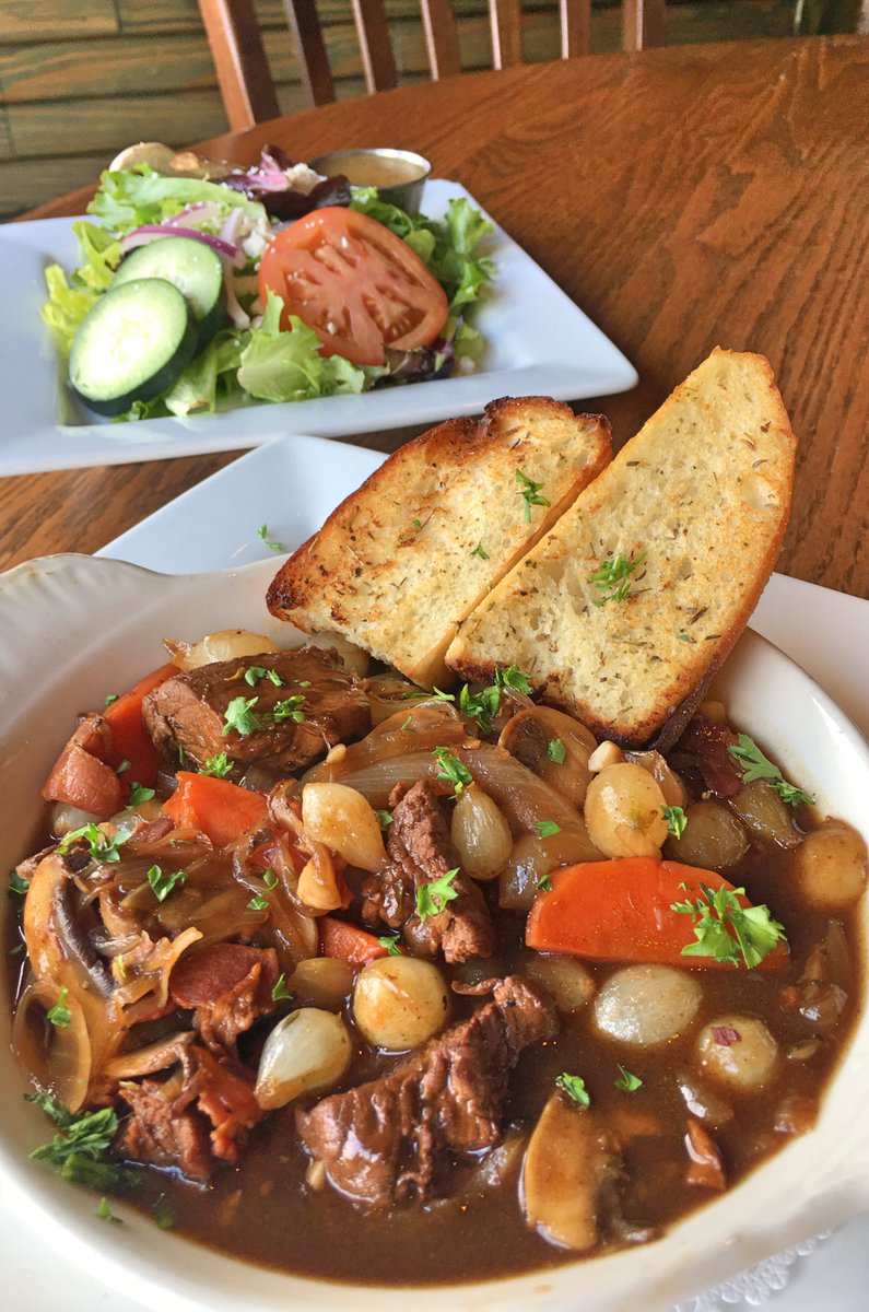 CajunsLR's tweet image. It is a good day for some comfort food! Enjoy our Braised Beef Stew paired with a green salad &amp;amp; toasted garlic bread! #deliciousoptions #yum