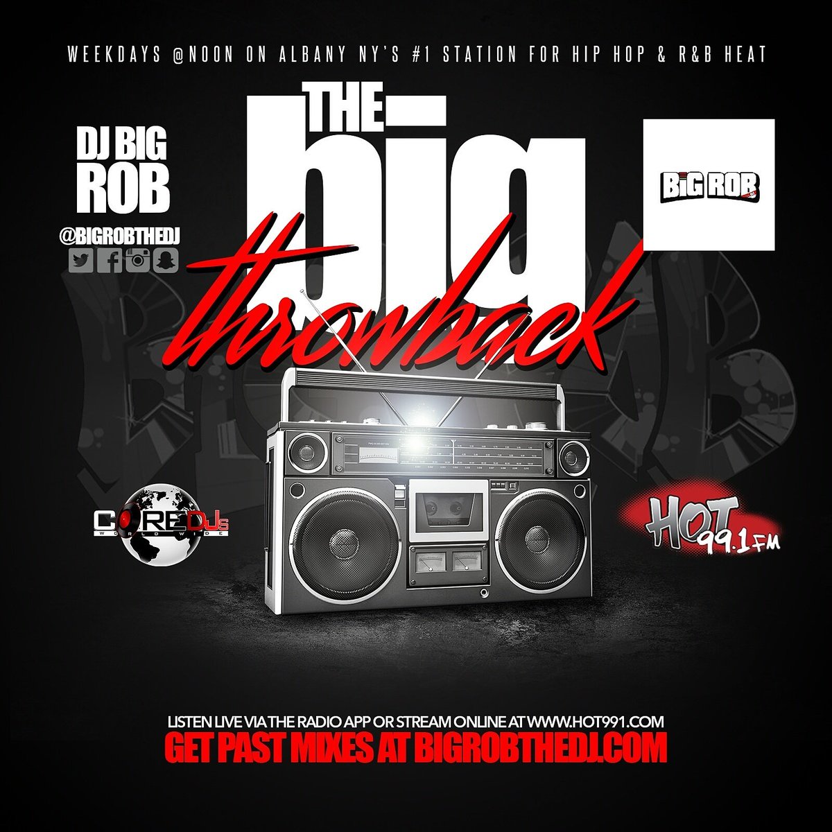 BigRobTheDJ's tweet photo. #TheBigThrowback at Noon is on your #radio #Albany ! Tune in to @Hot991albany worldwide via the @radiopup app #mixshow #hiphop #rnb #reggae https://t.co/aIEjU0r1t5