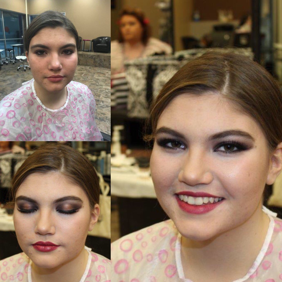 faustinstitute's tweet photo. Ms. Stettnichs's makeup class test-out "before" & "after". #faustfocus https://t.co/fQICkqDTDp