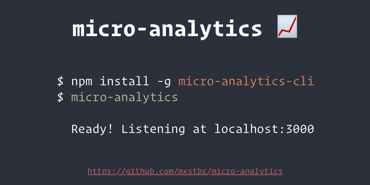 mxstbr's tweet image. 🎉 Announcing micro-analytics: Public analytics as a @nodejs microservice! 📈

😱 Less than 100 LoC, fast and simple!

github.com/mxstbr/micro-a…