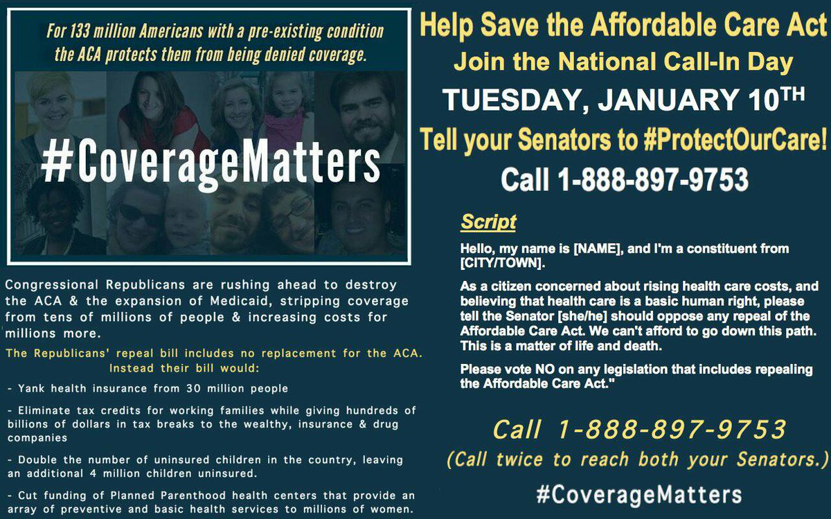 SandraFluke's tweet photo. #ACA Call-In Day begins NOW-call 1-888-897-9753 to urge ur Senators #ProtectOurCare & vote NO on repealing Obamacare https://t.co/Fj3rSlVYUj https://t.co/Uxlk9AZskP