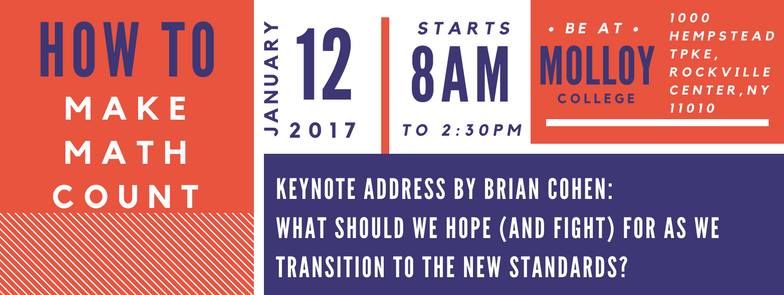 How to Make Math Count conference is this Thursday, January 12th at Molloy College and you can still register here! buff.ly/2jnRiO8