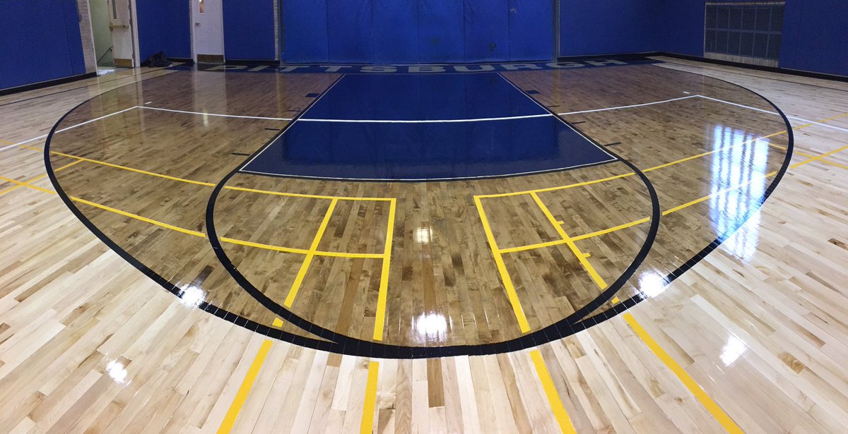 PittCampusRec's tweet photo. The new and improved Bellefield Gymnasium floor is complete and ready for use! #nodeadspots #minipete #lookinggood #pittrec https://t.co/2GZZ2jo1tY