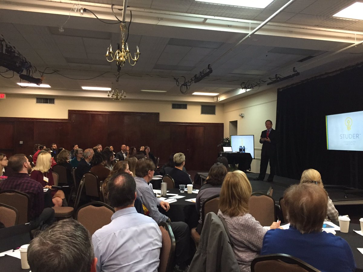 Packed room learning from <a href="/quint_studer/">Quint Studer</a> on connecting hearts and minds. <a href="/StuderInstitute/">Studer Community Institute</a>