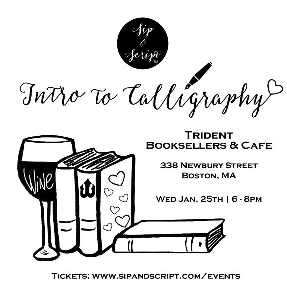 poshandprep's tweet photo. Now that it's 2017, are you ready to learn #calligraphy with us? Our next #Boston @sipandscript class is 1/25 at @TridentBooks. Tix in bio https://t.co/NigToxneNX
