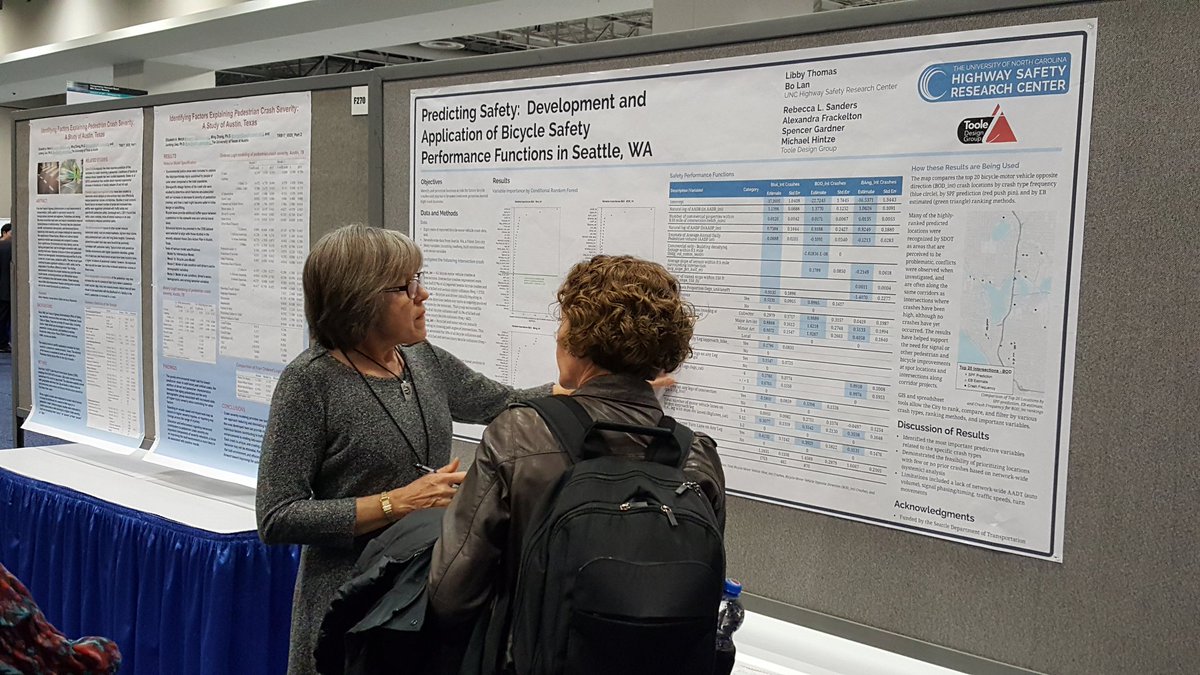 rebeccalsanders's tweet photo. Libby Thomas explaining our models predicting bike crashes in Seattle. @hsrcinfo @tooledesign @VisionZeroSea #TRBAM #trbbike #tdgtrb https://t.co/9vD3YXWs1E