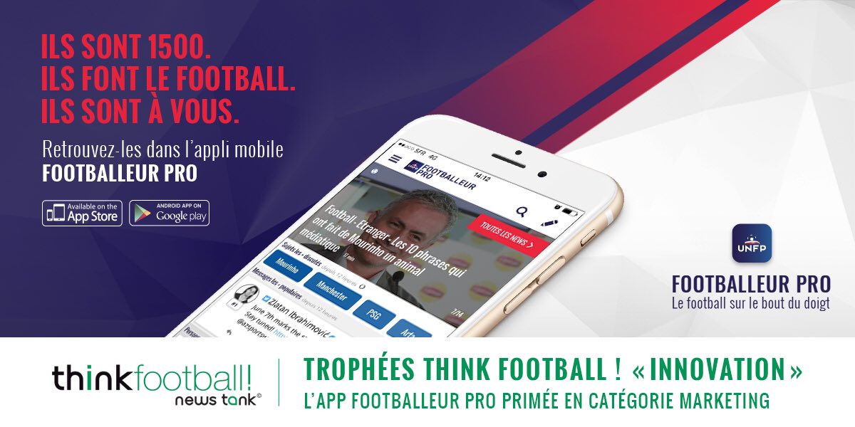 AgenceLAFOURMI's tweet image. #ThinkFootball2017 très heureux de recevoir le trophée 🏆marketing innovation Avec @UNFP pour l'appli Footballeur Pro